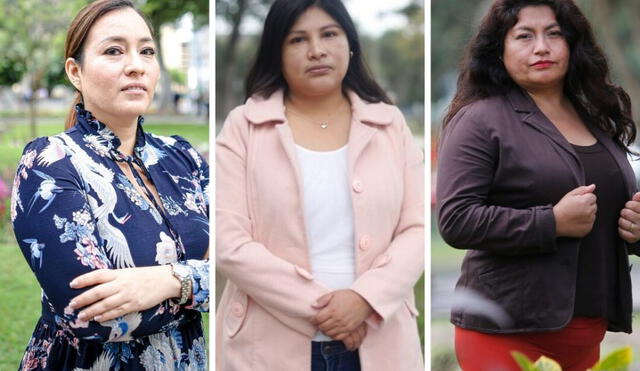 Excandidatas Liz Tutusima, Grace Baquerizo y Rocío Santos, algunas de las decenas de mujeres acosadas por ejercer sus derechos políticos en el Perú. Fotos: Félix Contreras y John Reyes.