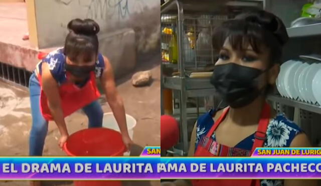 Laurita Pacheco contó que debe caminar varias cuadras para conseguir agua para cocinar y asear su establecimiento. Foto: captura/ATV