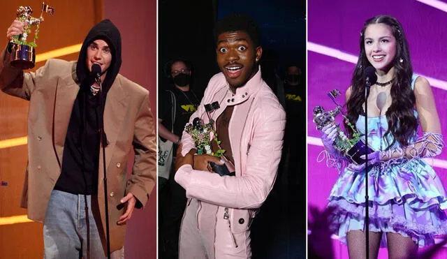 Justin Bieber, Lil Nas X y Olivia Rodrigo fueron algunos de los ganadores en los MTV Video Music Awards 2021.  Fuente: captura MTV VMAs 2021 / MTV