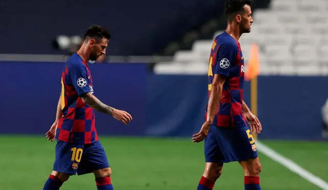 Sergio Busquets y Lionel Messi fueron titulares en la derrota 8-2 ante el Bayern Múnich. Foto: EFE