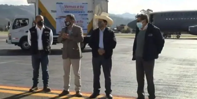 Presidente supervisó entrega desde el aeropuerto Armando Revoredo de Cajamarca. Foto: captura/Presidencia del Perú