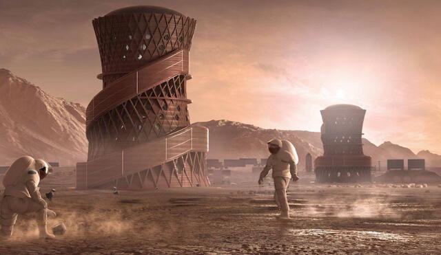 Prototipo de viviendas en Marte con personas conviviendo. Foto: Team SEArch +/Apis Cor