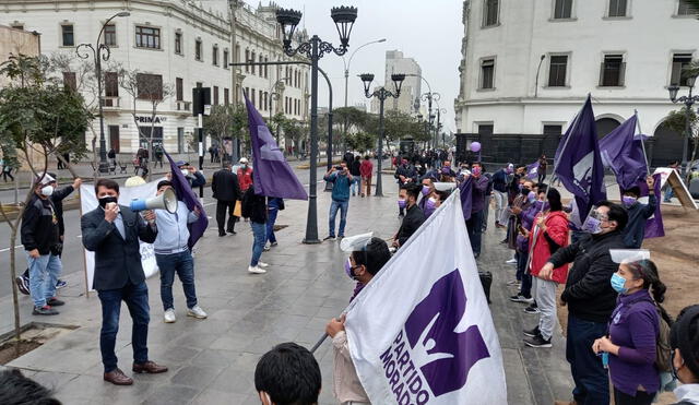 Manifestación del Partido Morado frente al Jurado Nacional de Elecciones. Foto: difusión