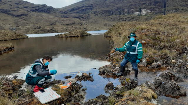 Especialista del ANA recogen muestras de agua en ríos y quebradas de la cuenca del Marañón. Foto: ANA.