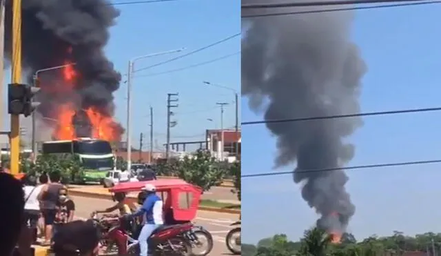 Usuarios reportan fuerte incendio cerca a la planta de gas. Foto: Gianluca Alberti /Twitter