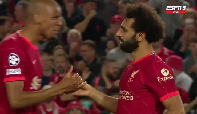 Mohamed Salah anotó el empate 2-2 para el Liverpool. Foto: ESPN.