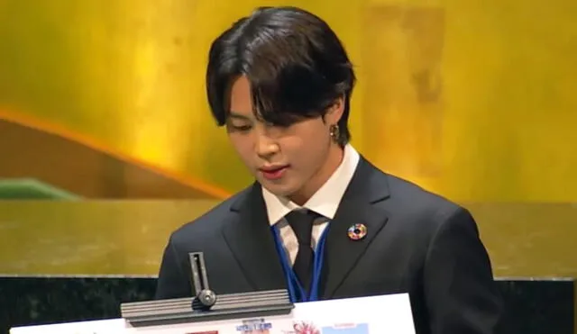 Park Jimin en su disertación en la Asamblea General de la ONU. Foto: captura YouTube