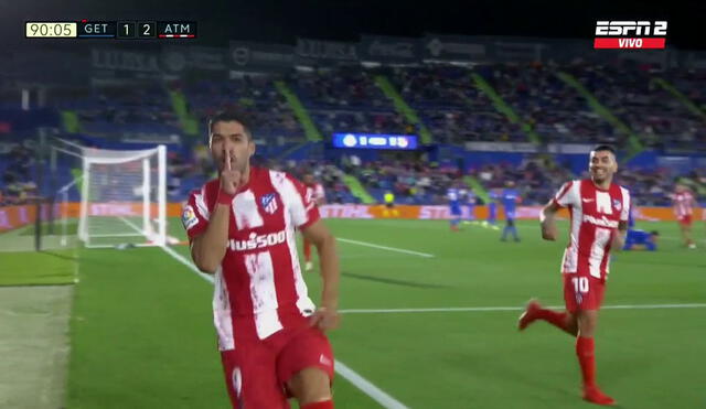 Luis Suárez le dio la victoria al Atlético de Madrid. Foto: ESPN 2