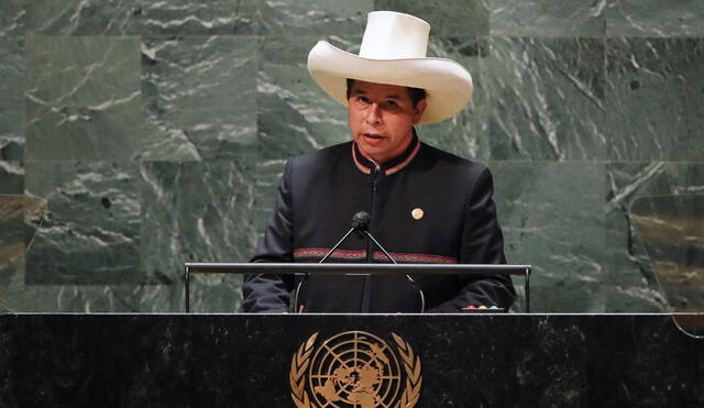 Pedro Castillo durante su participación en la Asamblea de las Naciones Unidas. Foto: Andina