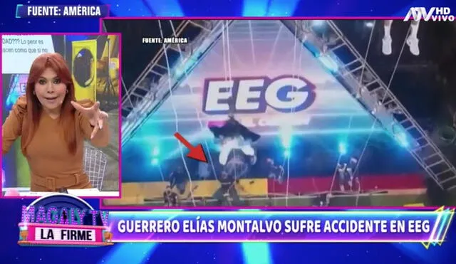 La figura de ATV, Magaly Medina, se mostró indignada por la actitud de Gian Piero Díaz y Johanna San Miguel tras la caída de Elías Montalvo. Foto: Captura / ATV