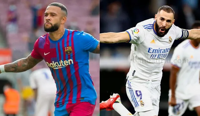 Memphis Depay y Karim Benzema son los goleadores de sus equipos. Foto: composición/ Barcelona/ Real Madrid