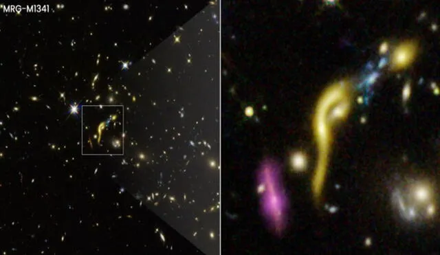 Una de las seis galaxias masivas distantes (MRG-M1341) donde la formación de estrellas ha parado. Foto: NASA / ALMA