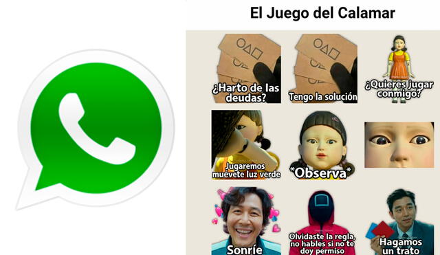 Hazte con los mejores stickers de El juego del calamar para que tus chats de WhatsApp sean más entretenidos. Foto composición La República