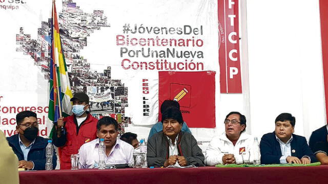 Evento. Evo Morales participó en congreso de Perú Libre en Arequipa.