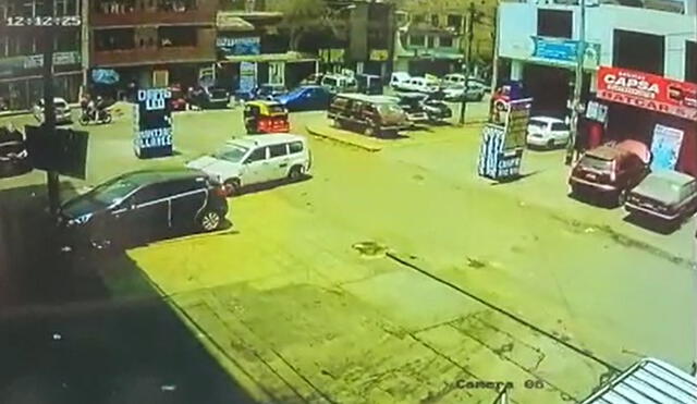 Cámaras de seguridad registraron el homicidio ocurrido en los exteriores de mecánica. Foto: captura de TV Perú