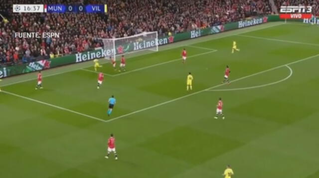 Manchester United vs. Villarreal: Davod De Gea tuvo dos buenas intervenciones en los primeros 20 minutos. Foto: ESPN
