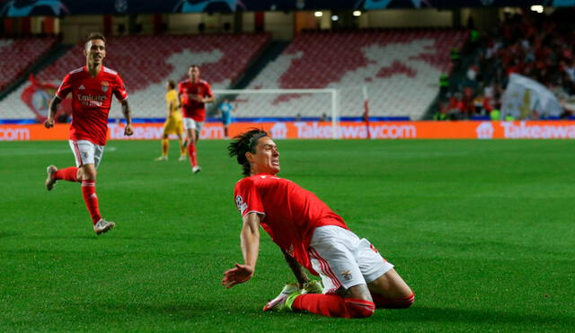 Darwin Núñez puso el primer y tercer gol del Benfica. Foto: EFE