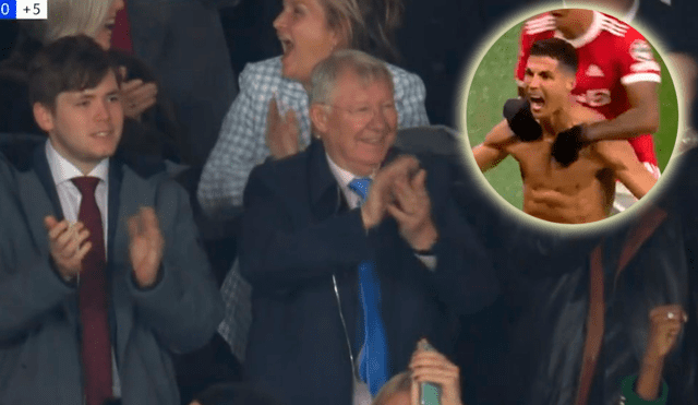 Sir Alex Ferguson expresó toda su felicidad tras el gol agónico de Cristiano Ronaldo al Villarreal por Champions League 2021-22. Foto: captura ESPN