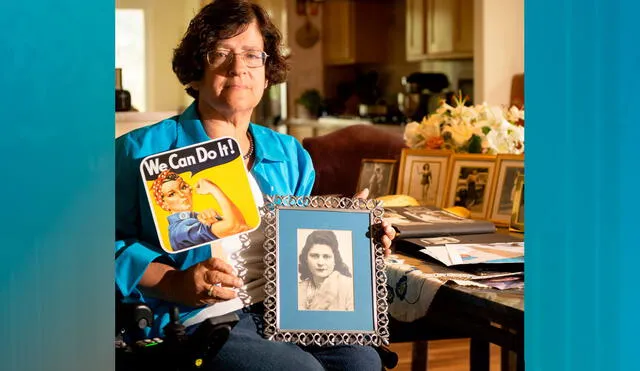 Dorene Giacopini sostiene una foto de su madre, Primetta Giacopini, en su casa en Richmond, California. Foto: local 12