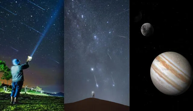 Solo en octubre, avistaremos dos lluvias de meteoros, las favoritas de los observadores. Además, la Luna se situará aparentemente entre Saturno y Júpiter. Foto: composición LR / IGP / Dongyu Guan