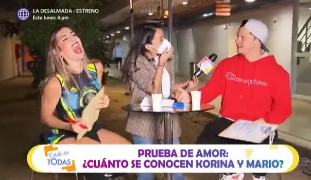 Mario Hart y Korina Rivadeneira responden preguntas sobre cuánto se conocen en Estás en todas. Foto: captura de América TV