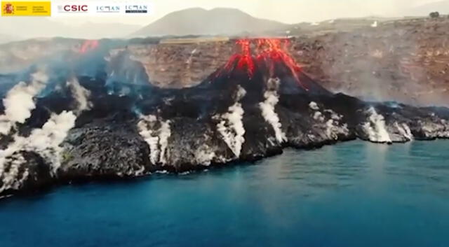 La actividad del volcán de La Palma no ha cesado desde que entró en erupción, el 19 de septiembre. Foto: captura de IGME