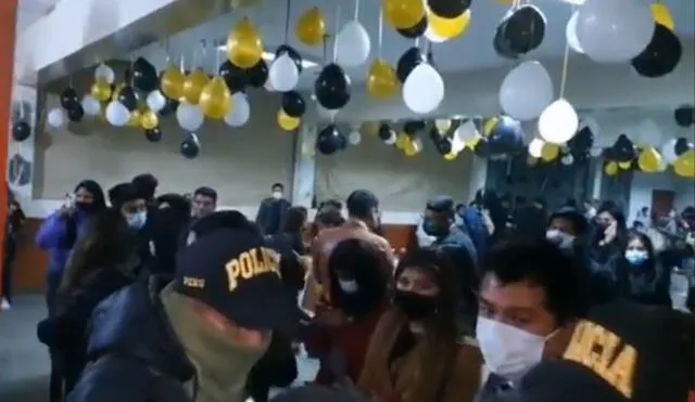Policía levantó actas de infracción a los asistentes a la fiesta. Foto: Captura video Puno Noticias.pe