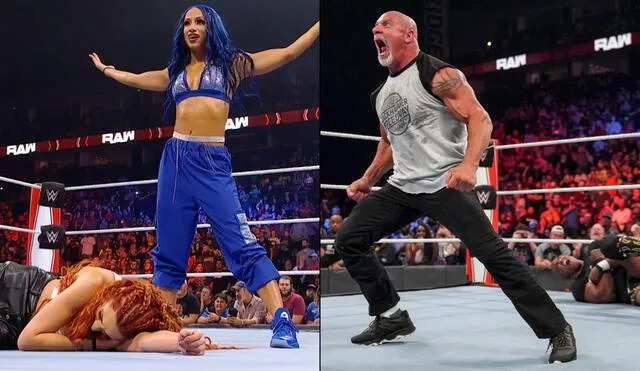 Sasha Banks y Goldberg fueron los protagonistas de WWE RAW. Foto: WWE/composición