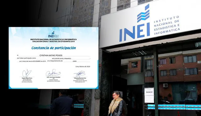 Puedes obtener el certificado INEI de manera gratuita en el portal web de la institución. Foto: composición de Fabrizio Oviedo / La República