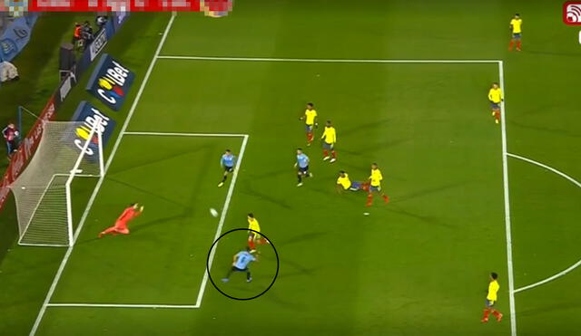 Luis Suárez pudo abrir el marcador del Uruguay vs. Colombia por Eliminatorias Qatar 2022. Foto: captura de El Canal del Fútbol