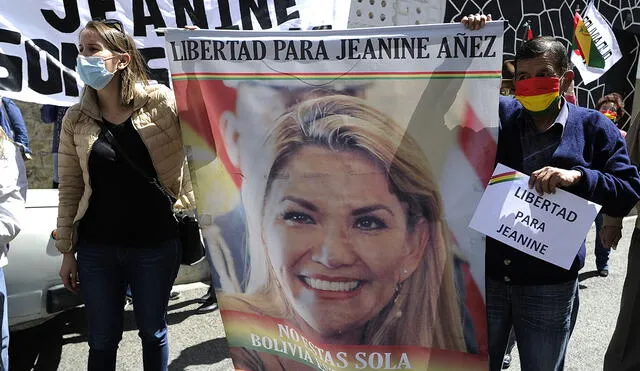Un grupo de simpatizantes de Jeanine Áñez solicitó su libertad plena en diversas protestas registradas en agosto de 2021. Foto: AFP