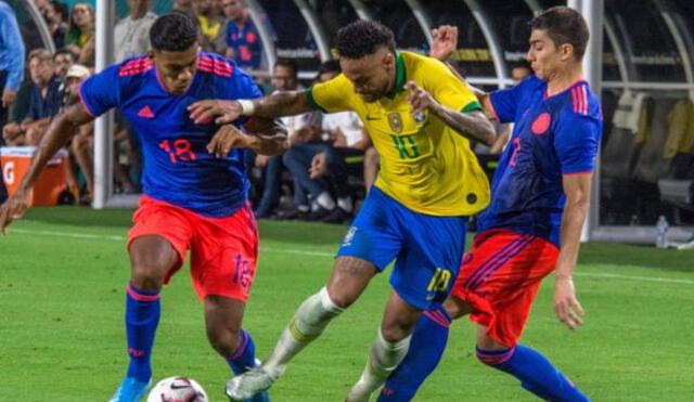 El duelo Brasil vs. Colombia será este domingo 10 de octubre en Barranquilla a las 4.00 p. m. hora local. Foto. Efe