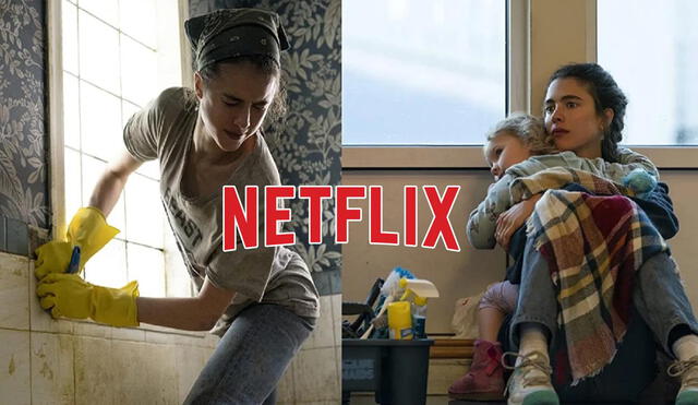 Margaret Qualley da vida a Alex en Las cosas por limpiar. Foto: composición/Netflix