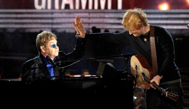 Los músicos británicos Ed Sheeran y Elton John han colaborado previamente en presentaciones en vivo. Foto: captura de Grammys