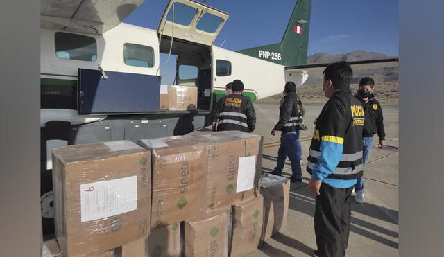 La droga fue trasladada bajo fuertes medidas de seguridad hasta el aeropuerto Rodríguez Ballón y luego a Lima. Foto: difusión