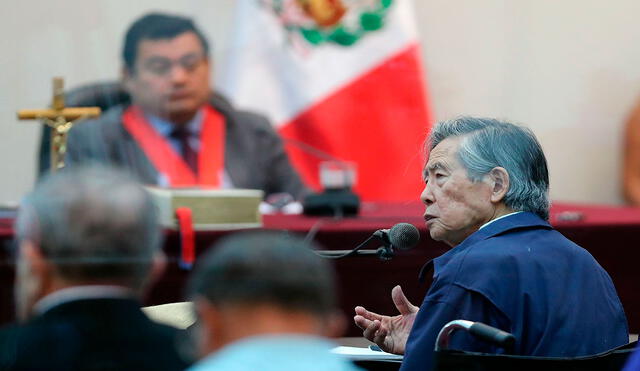 Alberto Fujimori, el 15 de marzo de 2018, mientras declara durante una audiencia contra su antiguo asesor, Vladimiro Montesinos. Foto: EFE
