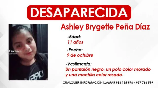 La desaparición de la menor Ashley Peña ya va tres días. Foto: Composición La República