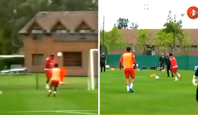 Conexión Farfán - Lora en los entrenamientos de Perú. Foto: Captura FPF Play.