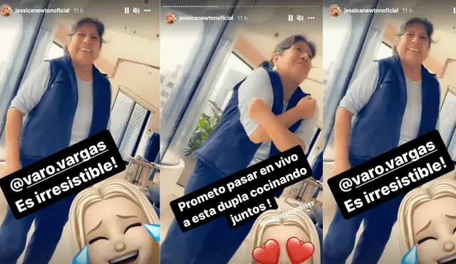Jessica Newton sorprende a su trabajadora con la visita de Varo Vargas . Foto: Jessica Newton/ Instagram.