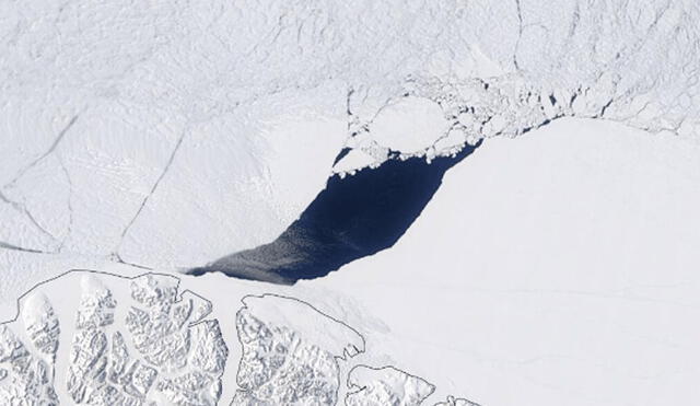 Agujero de 3.000 kilómetros cuadrados en "la última zona de hielo" en el Ártico. Foto: NASA