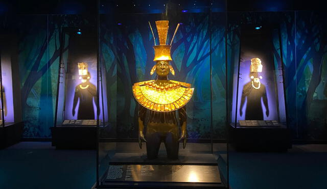 Uno de los elementos más interesantes es un atuendo de oro, completamente intacto, que perteneció a un emperador Chimú y se remonta al 1300 D.C. Foto: SHP