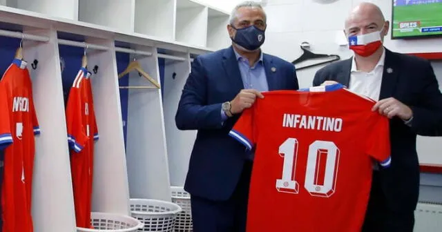 Gianni Infantino visitó las instalaciones de la selección chilena. Foto: ANFPChile