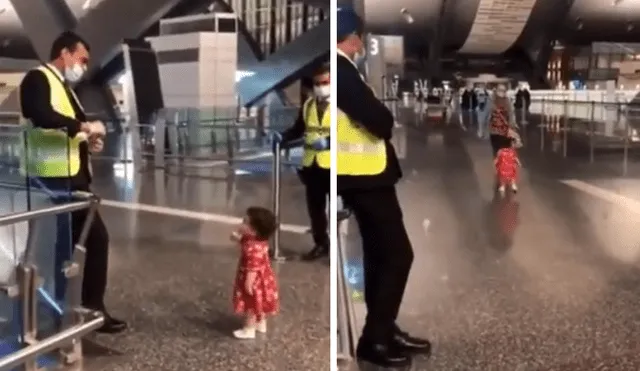 Adorable escena de una pequeña niña pidiendo permiso a un funcionario se hace viral. Foto: captura de Twitter