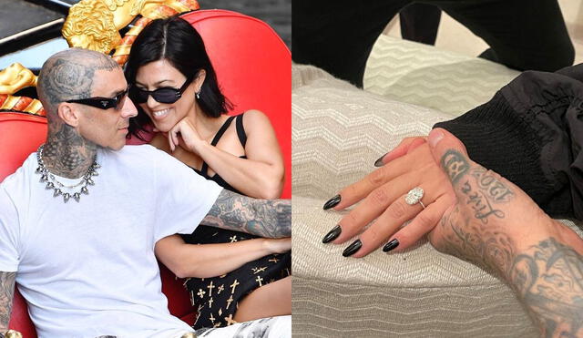 Kourtney Kardashian se convierte en novia del músico Travis Barker. Foto: composición/Backgrid/Twitter/Perez Hilton
