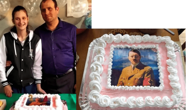 Joven fue denunciada por festejar su cumpleaños con una torta de Adolf Hitler. Foto: Difusión