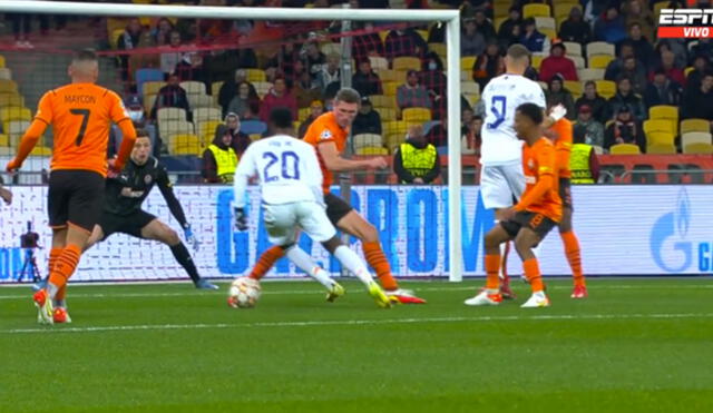 Vinicius puso la goleada para el Real Madrid en Ucrania. Foto: captura ESPN