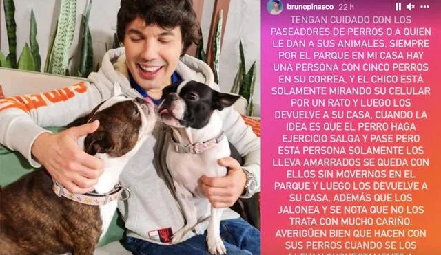 El conocido productor y conductor de televisión denunció a un paseador de perros por maltrato. Foto: composición/Bruno Pinasco/Instagram