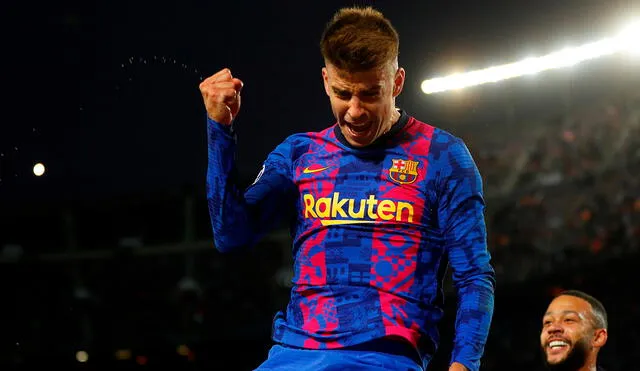 Gerard Piqué anotó el primer gol de la temporada del FC Barcelona en la Champions League 2021/2022. Foto: EFE