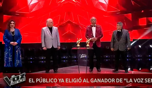 La voz senior tuvo como finalistas a  Lourdes Carhuas, Luis Ángel Reddel, Óscar Centeno y Mito Plaza. Foto: captura de Latina