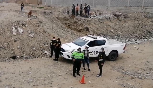 Agentes policiales de la comisaría El Milagro llegaron a la zona. Foto: captura video Sol Tv